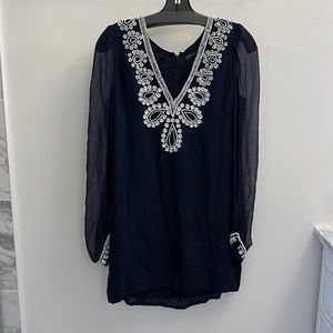 Navy beaded dress French Connection